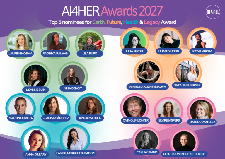 AI4HER Awards 2027, four categories, five top nominees from each categories, earth, health, future, legacy